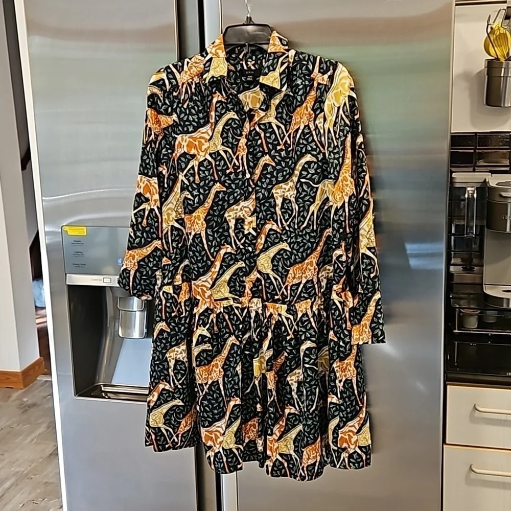 💕J.CREW💕 Shirtdress ~ Giraffes Print XXS NWOT